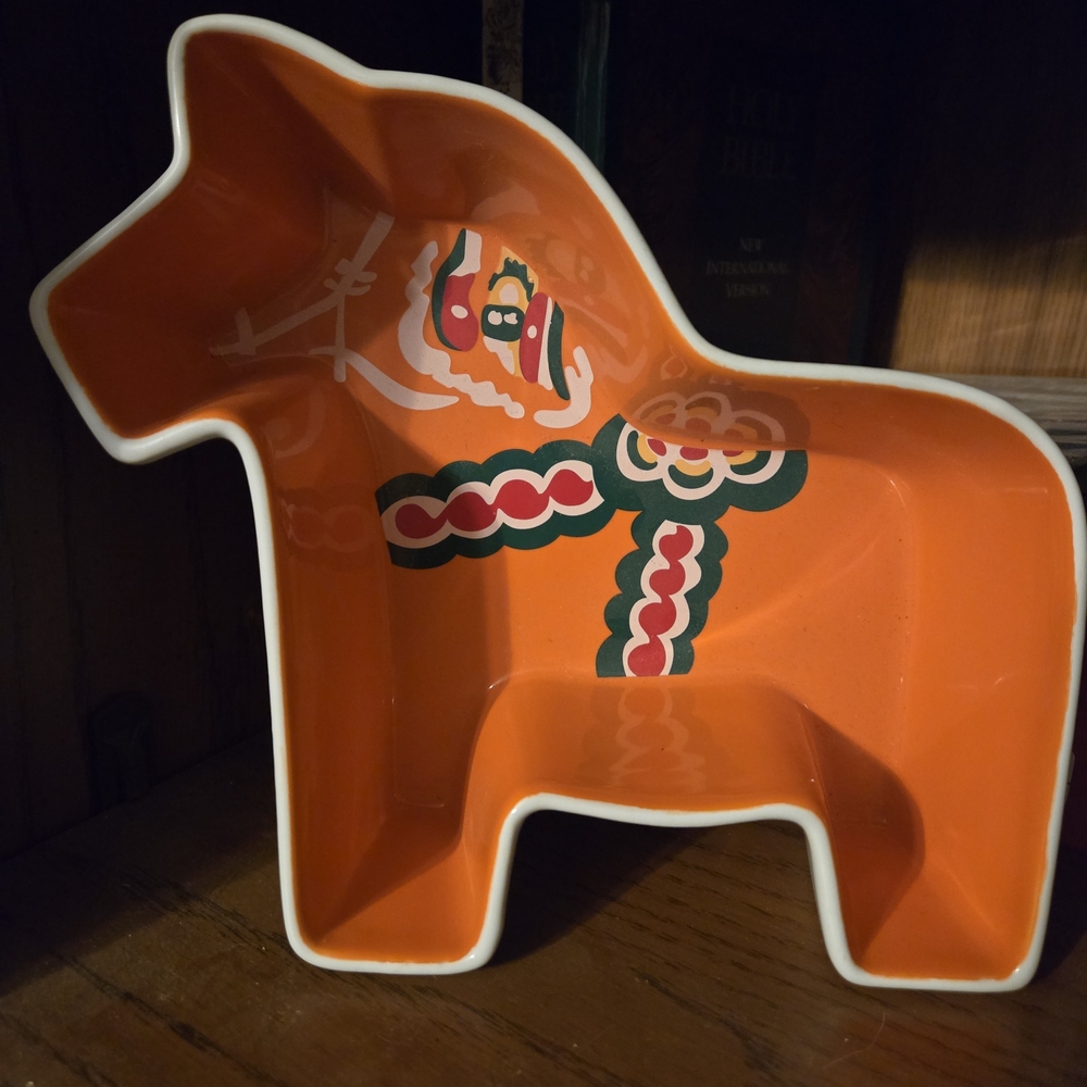 Ylva Olsson Swedish Dala Horse Serving Bowl